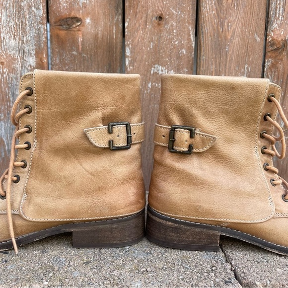MIA Women’s Brown Tan Leather Lace Up Moto Combat Boots Size 6 - Picture 7 of 14